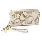 FLORAL WRISTLET WITH ST. BENEDICT CROSS & MIRACULOUS MEDAL CHARMS - TAN FLORAL
